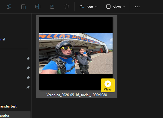 SkyVault social media video output preview